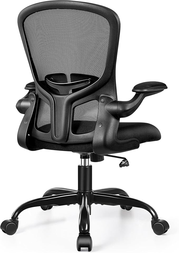 FelixKing Office Desk Chairs, Ergonomic PC Desk Chair with Wheels, Adjustable Lumbar Support and Height, Swivel Computer Chair with Flip-up Armrests, Ergo Mesh Backrest for Working (Black, Pack of 4)