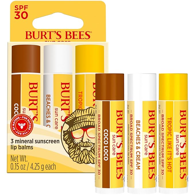 Burt's Bees Easter Basket Stuffers, Lip Balm Party Pack - Birthday Cake, Waffle Cone, Strawberry Shortcake, Cookies & Cream, All Day Moisturizer, Natural Origin Lip Treatment, 4 Tubes, 0.15 oz.