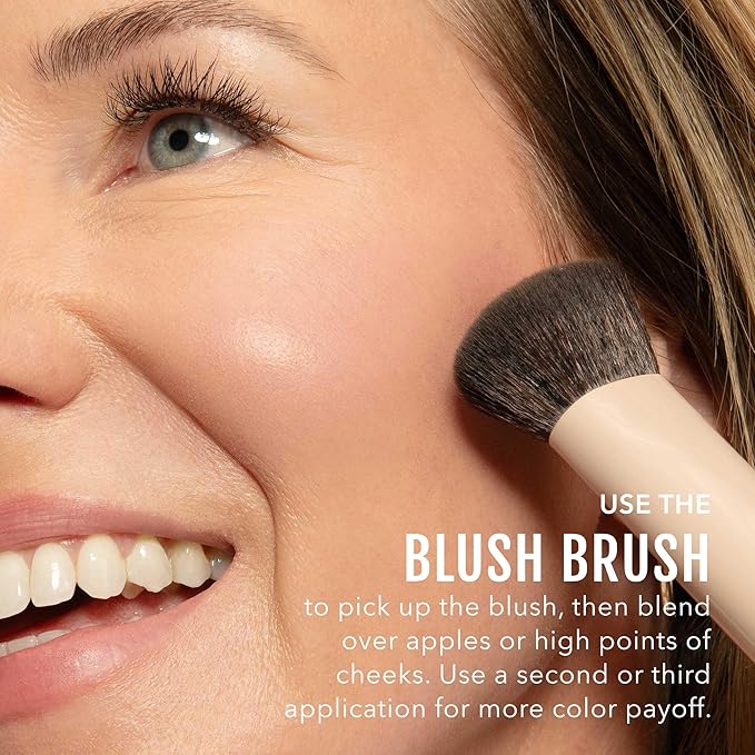 No Makeup Makeup Blush & Lip Duo with Blush Brush, Second-Skin Cream-Balm Formula Delivers a Long-Lasting Sheer Wash of Color, Buildable Coverage, Semi-Matte Finish, Includes Angled Brush, Pink