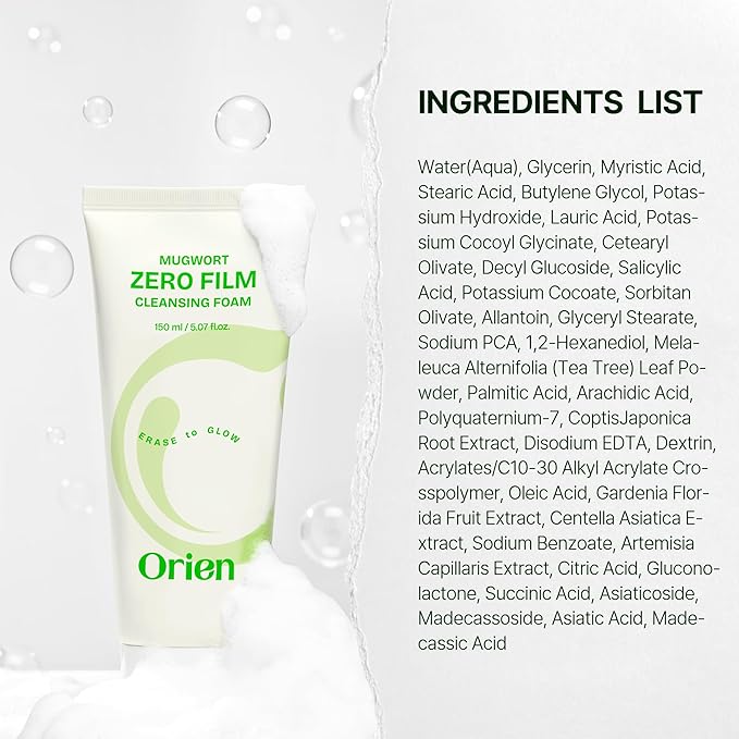 Mugwort Zero Film Cleansing Foam 5.07 fl.oz, 150ml ㅣDaily Makeup Blackhead Removal No pore clogging Korean skincare double cleansing