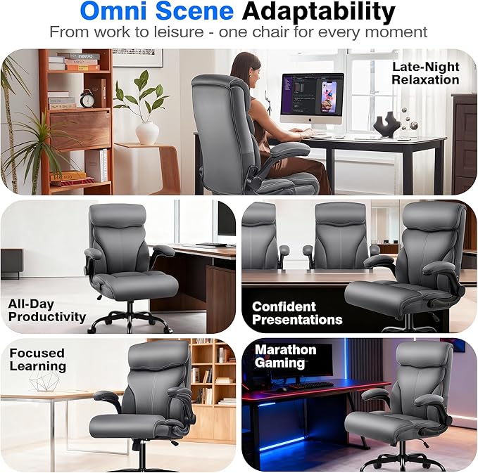 AreShark Office Chair - Executive High Back Breathable Comfy Desk Chair with Lumbar Support - Ergonomic Leather Rolling Swivel Computer Chair with Rock Function for Working Studying Gaming Relaxing
