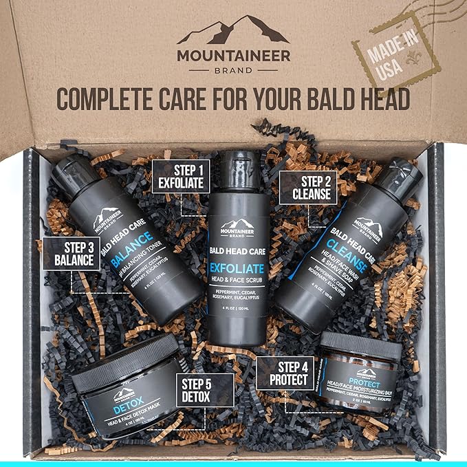 Mountaineer Brand Natural Moisturiser with Fresh & Natural Scent | Bald Head Care for Men | Non-Greasy Scalp and Face Balm | Made in West Virginia | Protect | 2oz