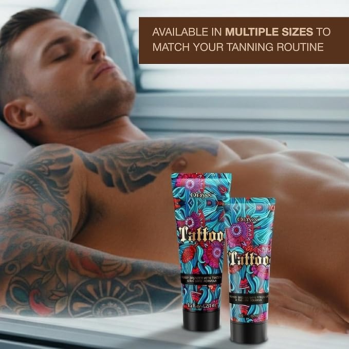 Tattoo Safe Tanning Bed Lotion - Indoor Dark Tanning Accelerator with Fade Protection | Tattoo Color Enhancer & Hydrating Skin Formula (Original 6.76 Fl Oz)