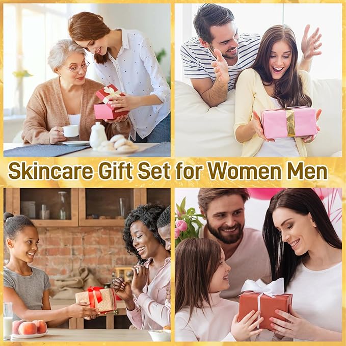 5Pcs Vitamin C Skincare Set, Skin Care for Kids, Skincare Gift Sets with Cleanser, Toner, Serum, Eye Cream, Facial Cream, Skin Care Set for Girls Ages 8-12, Travel Facial Kit for Girls