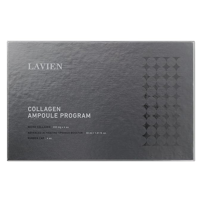 Lavien Collagen Ampoule Program (Pink) - Skin Elasticity, Low Molecule Collagen, Skin Aging Improvement, All Skin Types - 30 ml Buster Bottle, 4-200 mg Collagen with Dropper