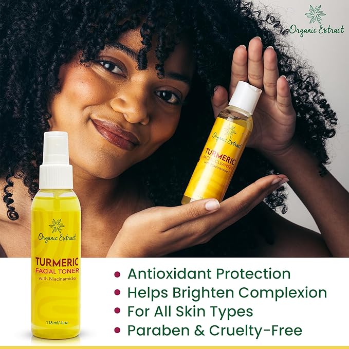 Turmeric Facial freshener - 4 fl oz / 118 ml - Skin Brightening Face freshener, Gently Removes Impurities - Skin Balancing & Pore-Reducing Toner - Hydrating Toner with Niacinamide