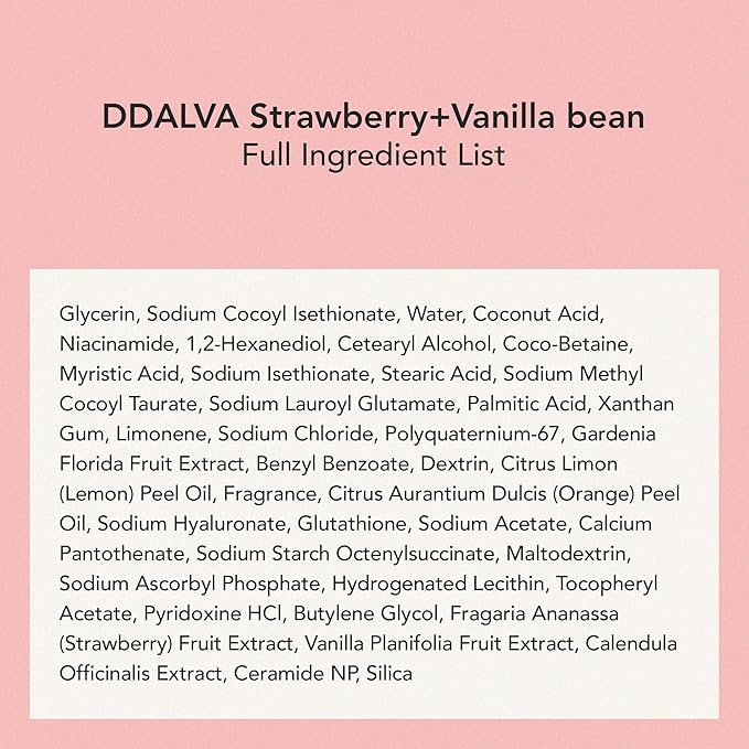 Whipped Korean Skincare Face Wash, Doubles as a Face Mask, Strawberry Vanilla, Hydrating Vegan Facial Cleanser for Dry Skin with Niacinamide, Hyaluronic Acid, Ceramide, Cleanser for Sensitive Skin