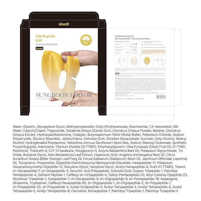 SUNGBOON EDITOR Silk Peptide EGF Intensive Gold Overnight Mask, Hydrating Mask for Glass Skin,31 Multi Peptide(Copper Peptides)+24K Gold&Collagen, Korean Skincare, 4ea | Gifts for Women