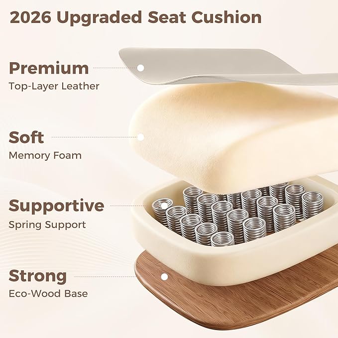 Big and Tall Office Chair, Flip Armrests for Pets & Cross Legged Sitting, Ergonomic Leather Executive Desk Chair with Foot Rest, High-Back Reclining Computer Chairs for Office Home Game - Beige