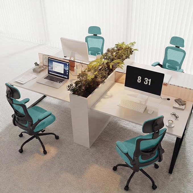 Ergonomic Office Chair, High Back Mesh Desk Chair with Adjustable Lumbar Support & Headrest, Flip-up Armrest, Computer Task Chairs for Home and Executive Office (B-Green)