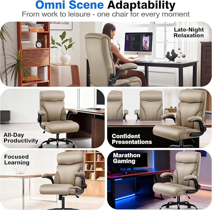 AreShark Office Chair - Executive High Back Breathable Comfy Desk Chair with Lumbar Support - Ergonomic Leather Rolling Swivel Computer Chair with Rock Function for Working Studying Gaming Relaxing