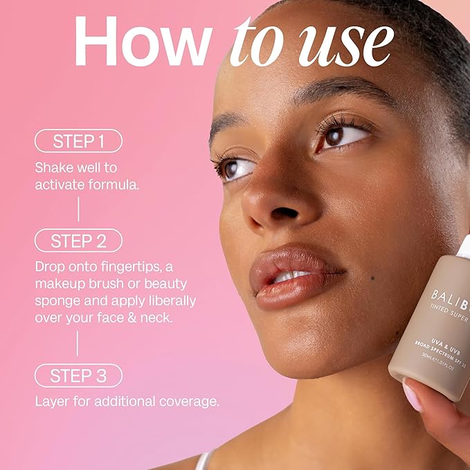 Bali Body Tinted Super Serum SPF30 | Natural Shade Daily Skincare for All Skin Types | Hyaluronic Acid Infused Skin Perfector for Glowing Skin | Vegan, Cruelty Free, Australian Made (30ml/1.01fl oz)