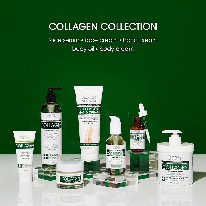 Advanced Clinicals Collagen Cream Body Lotion & Face Moisturizer W/Vitamin E | Skincare Moisturizing Collagen Lotion For Women, Men, Hand, & Neck Improves Look Of Crepey Skin & Uneven Dry Skin, 16Oz