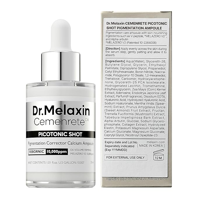 Dr.Melaxin Cemenrete Picotonic Shot Calcium Serum for Firming Density collagen serum Even Skin Tone & Skin Clarity Anti-aging Dark spot care 1.01 fl.oz.