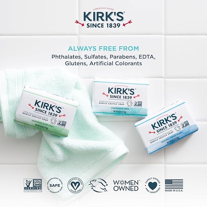 Kirk's Fragrance Free Castile Bar Soap (Pack of 3)