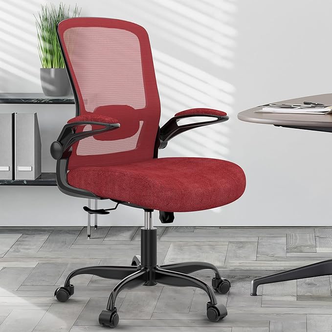 Mimoglad Office Chair, Ergonomic Desk Chair with Adjustable Lumbar Support, High Back Mesh Computer Chair with Flip-up Armrests-Task Chairs, Executive Chair for Home Office