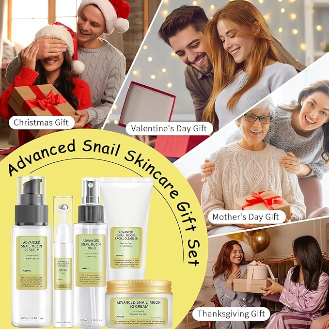 Collagen Skincare Set For Teen Girl, Anti Wrinkle & Repair Face Skin Care Gift Set With Face Wash, Toner, Serum, Face Cream, Eye Cream, 5PCS Peptides Facial Kit Travel Size For Women.