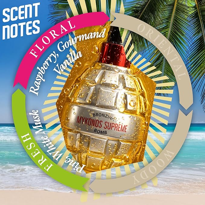 Bronzing Bomb Mykonos Supreme I Dark Tanning Lotion for Outdoor Sun I Fast Deep Bronze Glow, Sun Tanning Oil with Natural Oils I Non-Greasy Moisturizing Formula for Beach & Vacation I 200 ml (6.8 oz)