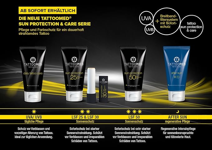 TattooMed Sun Protection SPF50 100ml - tattoo sun protection, color protection, tattoo care & cream by TattooMed
