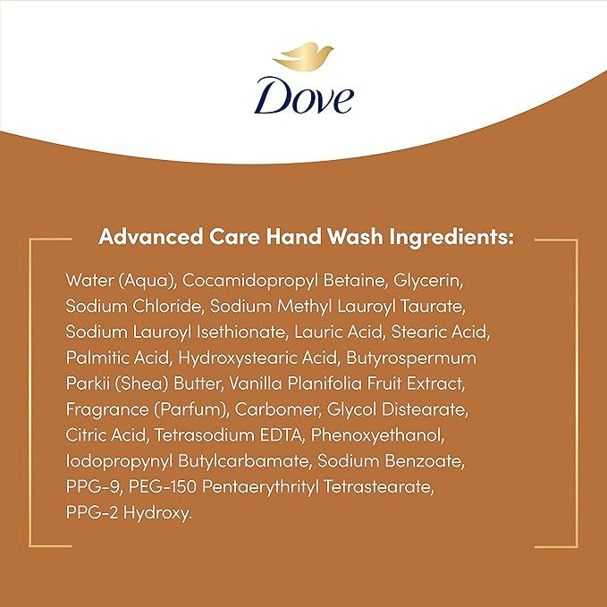 Dove Advanced Care Hand Wash Shea Butter & Warm Vanilla for Soft,Smooth Skin,More Moisturizers than the Leading Ordinary Hand Soap,12 oz,(Pack of 8)