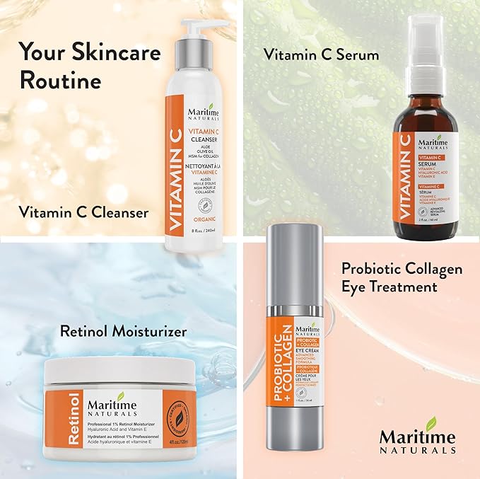 Maritime Naturals Retinol Moisturizer for face with Hyaluronic Acid & Organic Ingredients | Professional Results with Retinol Face Moisturizer | Day & Night Cream for Women & Men (120ml)