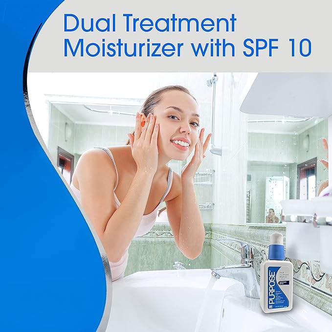 Purpose Dual Treatment Moisture Lotion with SPF 10 – Oil-Free, Fragrance-Free Daily Moisturizer for Sensitive Skin - 4 Fluid Oz. (Pack of 3)