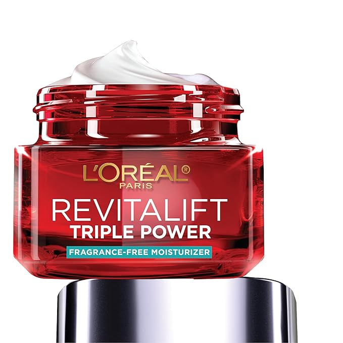 L'Oreal Paris Revitalift Triple Power Anti-Aging Face Moisturizer, Fragrance Free, Pro Retinol, Hyaluronic Acid & Vitamin C to Reduce Wrinkles, Firm & Brighten Skin, 2.55 Oz