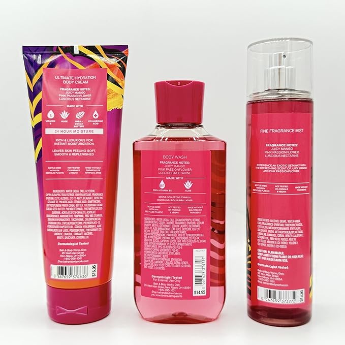 Bali Mango Bath & Body 3-Piece Bundle | Ultimate Hydration Body Cream, Body Wash and Fine Fragrance Mist