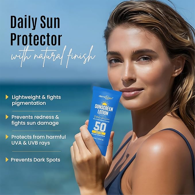 Sunscreen Lotion SPF 50 – Lightweight, Non-Greasy Sun Protection for All Skin Types. Hydrates, Skin Shield , Water-Resistant Coverage for Radiant, Moisturized Skin.