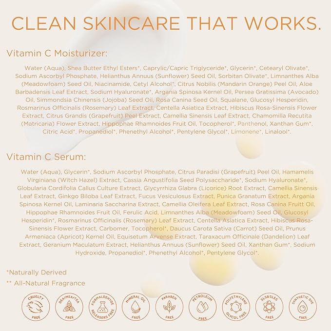 InstaNatural Vitamin C Moisturizer and Serum Kit, Brightens and Reduces Signs of Aging, Fine Lines and Wrinkles, with Hyaluronic Acid and Botanical Extracts