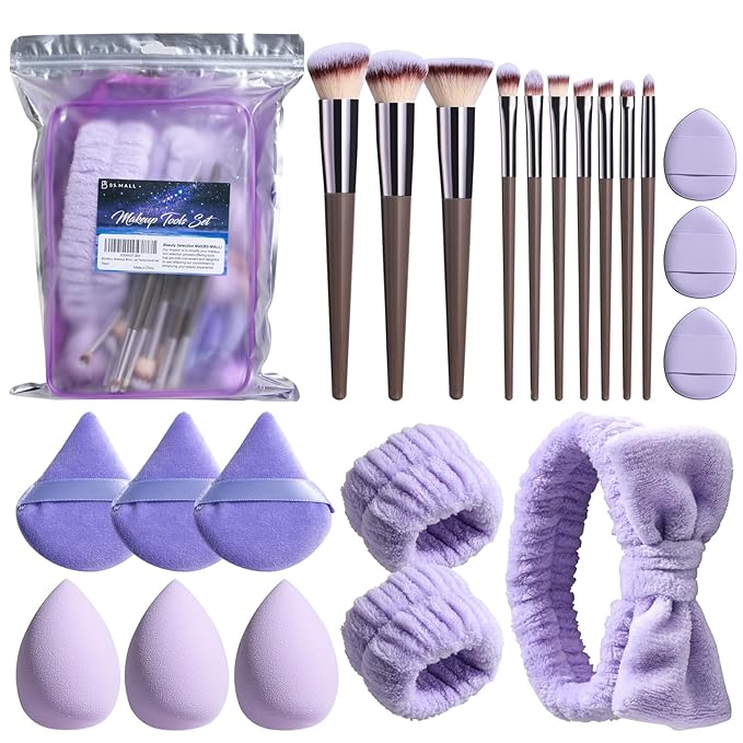 BS-MALL Makeup Brushes Set 23 Pcs with Finger Sponge – Essential Tools,travel set