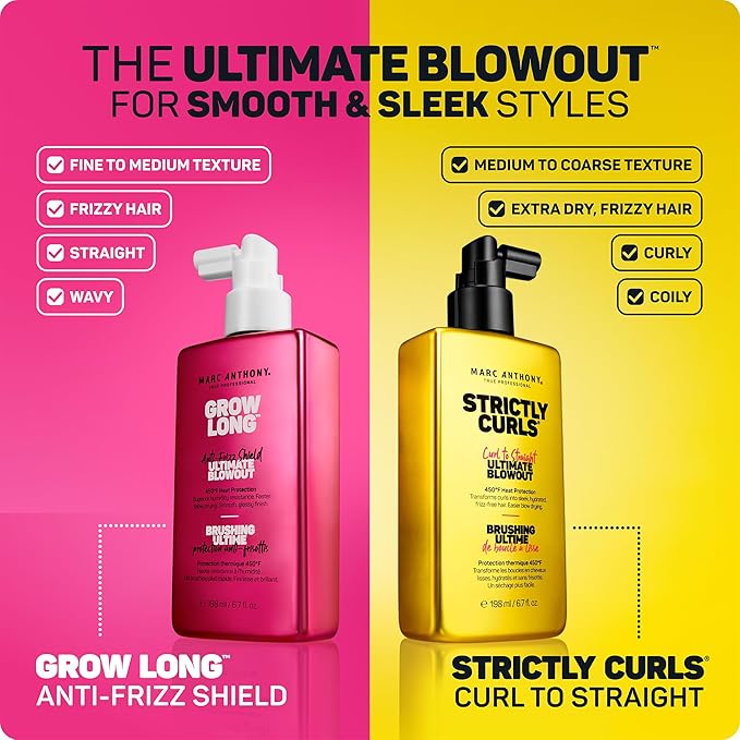 Marc Anthony Strictly Curls Ultimate Blowout Hair Spray for Curly & Coily Hair - Lightweight Anti-Frizz Heat Protectant Blowout Spray Smooths Hair & Adds Natural Shine