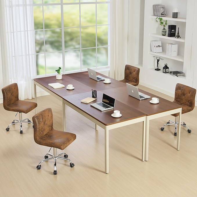 VECELO PU Leather Mid-Back Armless Desk Chair Adjustable Height 360° Rolling Swivel for Home Office Work, Dark Brown