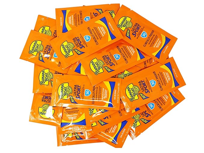 Banana Boat Ultra Sport Sunscreen Lotion Packets, Broad Spectrum SPF 30, Water & Sweat Resistant, 0.4 fl oz (Pack of 24)