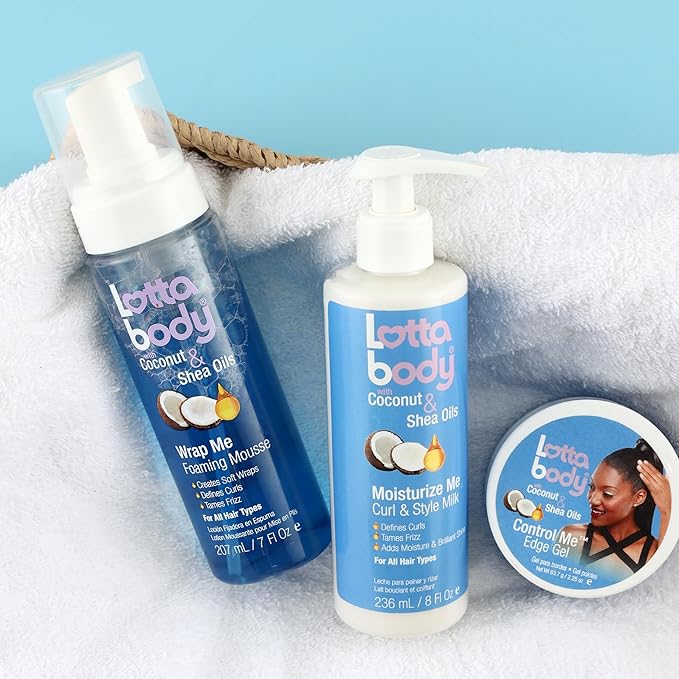 Lottabody Coconut Oil and Shea Wrap Me Foaming Curl Mousse, Creates Soft Wraps, Hair Mousse for Curly Hair, Defines Curls, Anti Frizz, 7 Fl Oz (Pack of 2)