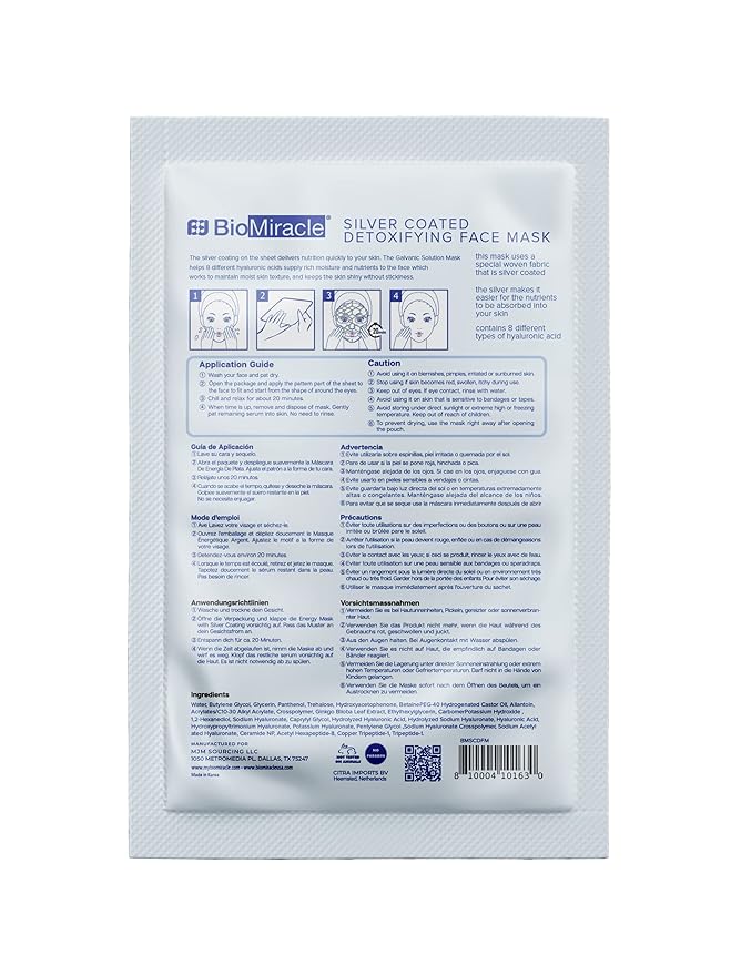 BioMiracle Silver Coated Detoxifying Face Mask, 5 Pack