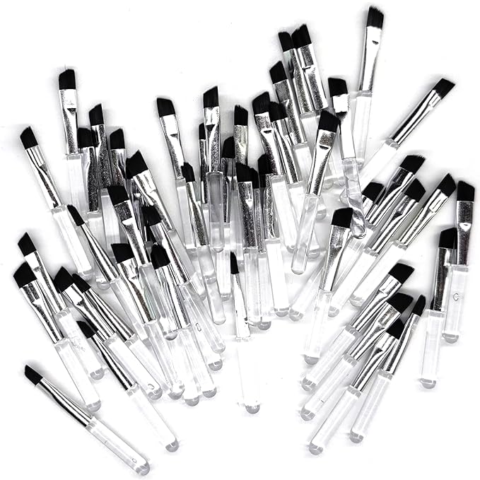 50 Pieces Angled Brow Brush, 2" Flat Slanted Premium Eyebrow Brush, Tint Brushes, Cosmetic Blending Brush, Eyeshadow Concealer Makeup Brush, Professional Precision Eye Beauty Cosmetic Tool for Women