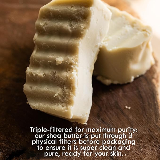 Raw Shea Butter - 100% Pure African Unrefined Shea Butter with Natural Smoky Scent | Moisturizer for Dry Skin & Hair, DIY Body Butter, Soap, Lip Balm - 1 lb Bar