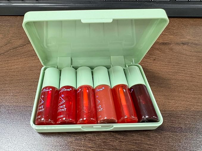 Eakroo 6 Colors Watermelon Lip Stain Set, Korean Velvet Watery Lip Tint Moisturizing Mini Liquid Lip Gloss, Lipstick for Women, Blush for Cheeks, Cute Stuff, Long-Lasting, Vivid Color, High Pigment