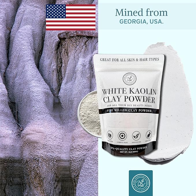 Bare Essentials Living - White Kaolin Clay Powder (2 lb) 100% Natural White Powdered Clay for Seed Bombs, White Clay Mask, DIY Spa, Soap, Bath Bomb, Deodorant, Can be Used as Kaolin Clay for Gardening