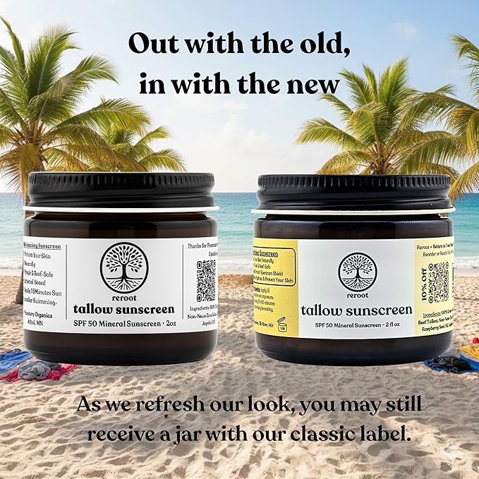 Beef Tallow Sunscreen - Non Toxic, All Natural, Non-Nano Zinc Oxide Cream - Tinted Mineral Sunscreen for Face - Reef Safe SPF 50 Sun Protection for Men Women and Children (2oz, Unscented)