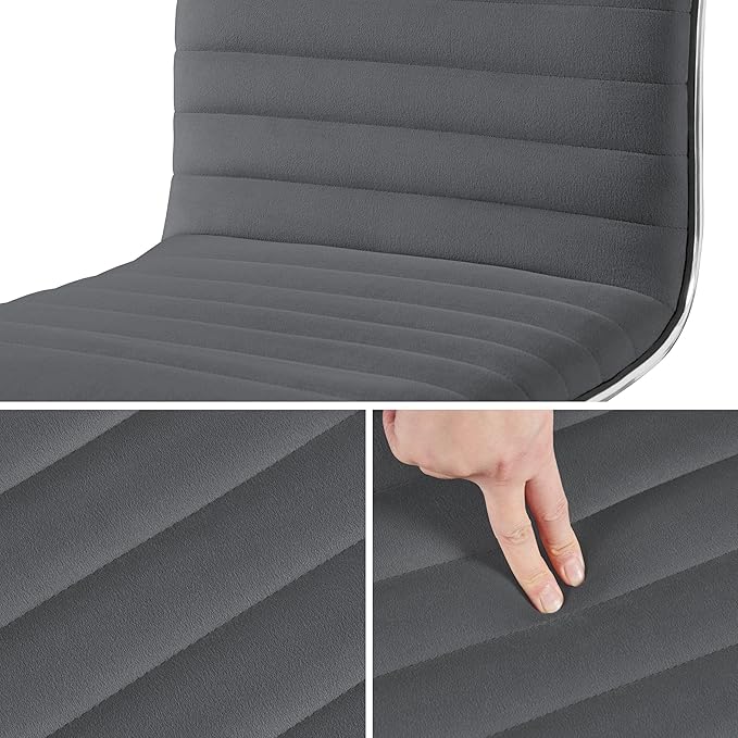 Yaheetech Velvet Low Back Armless Ribbed Office Chair Height Adjustable Swivel Task Chair Dark Gray