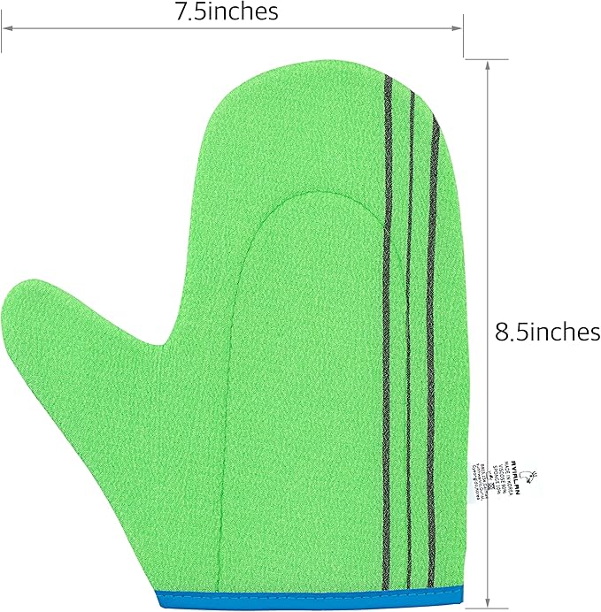 Exfoliating Glove Korean Skin Care Body wash loofah face Lip Body Scrub Dry Brushing Body Brush Foot Back Scrubber scrubbing Bathing Sponge Black Head Remover Gloves (Green)