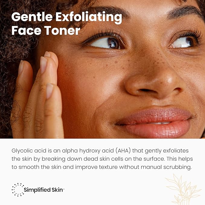 Glycolic Acid Toner for Face - 8% Facial Toning Solution - Hydrating, Anti-Aging, Exfoliates Skin with AHA, Aloe Vera, & Rosemary Extract for Women & Men - 8 Fl Oz (Pack of 2)
