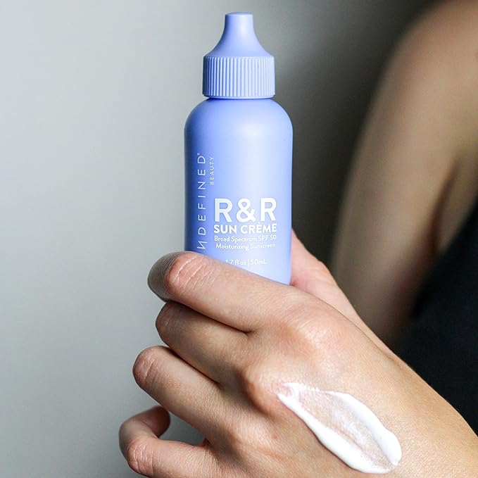 Undefined R&R Sun Crème SPF 50 – 3-in-1 Moisturizing Sunscreen with Ceramides, CoQ10, Niacinamide, Resveratrol, no white cast reverse emulsion to hydrate and protect skin, 1.7oz