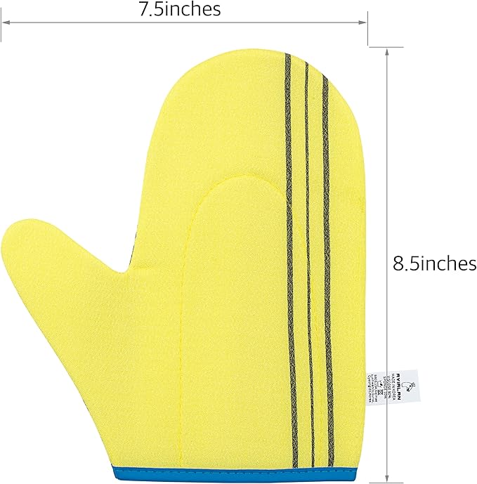 Exfoliating Glove Korean Skin Care Body wash loofah face Lip Body Scrub Dry Brushing Body Brush Foot Back Scrubber scrubbing Bathing Sponge Black Head Remover Gloves (Yellow)