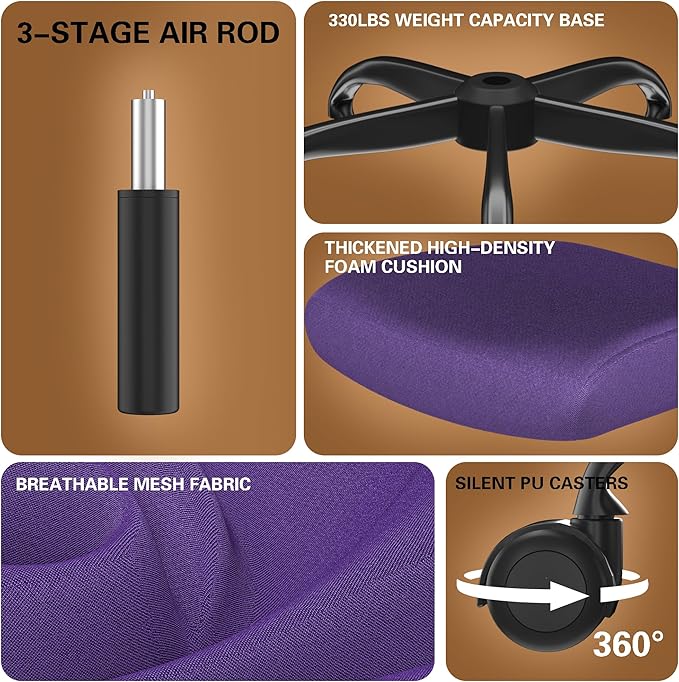 Ergonomic Office Chair - High Back Desk Chair with Adjustable Lumbar Support, Breathable Mesh Back, 330LBS Capacity, Easy Assembly, for Home Office Executive Computer Task