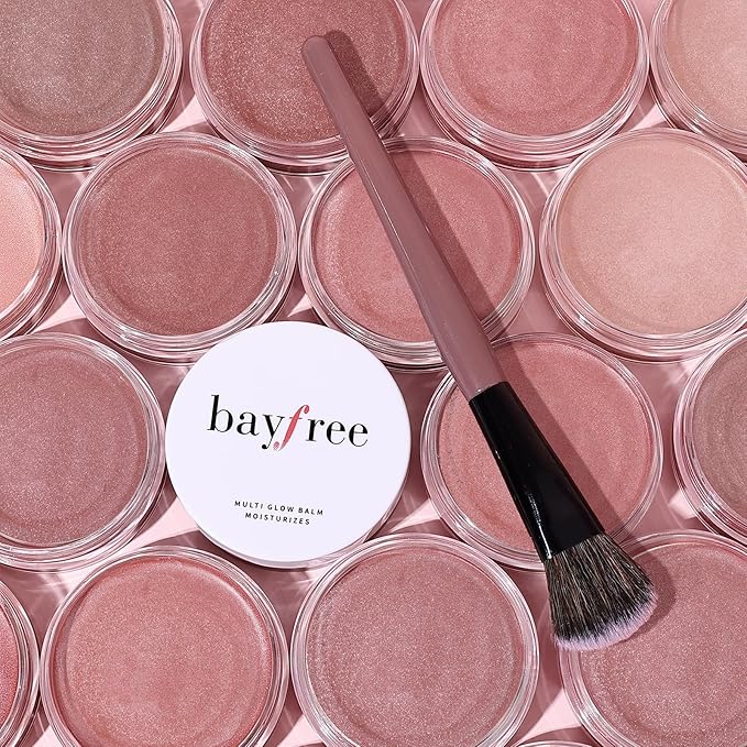 bayfree Multi Cream Blush & Blush Brush Set, Korean Makeup Blush for Cheeks, Multi-Use Face Balm Makeup, Lightweight & Hydrating, Blendable Color, Non-Greasy, Soft Bristles for Radiant Finish (Dewy)
