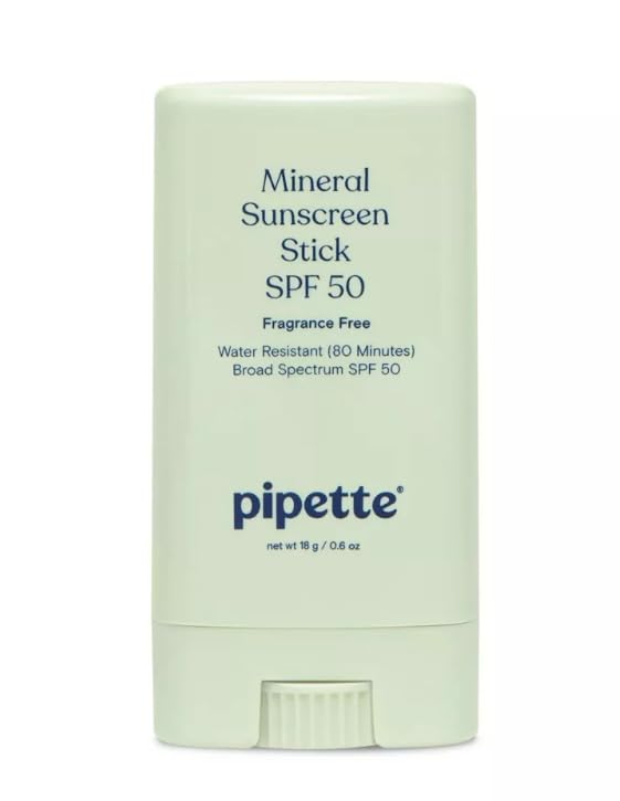 New~Pip~ette Mineral Broad Spectrum SPF 50 Stick – Moisturizing Sun Protection for Face & Body – 0.6 oz pack 1
