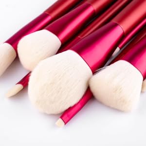14-Piece Daily Makeup Brush Set - Essential Cosmetic Brushes Kit for Foundation, Concealer, Eyeshadow & Powder Blush, Professional Face Blending Brushes Kit for Women(Red)